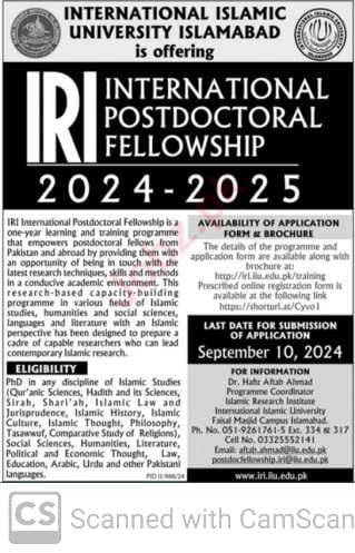 IRI International Postdoctoral Fellowship 2024-25