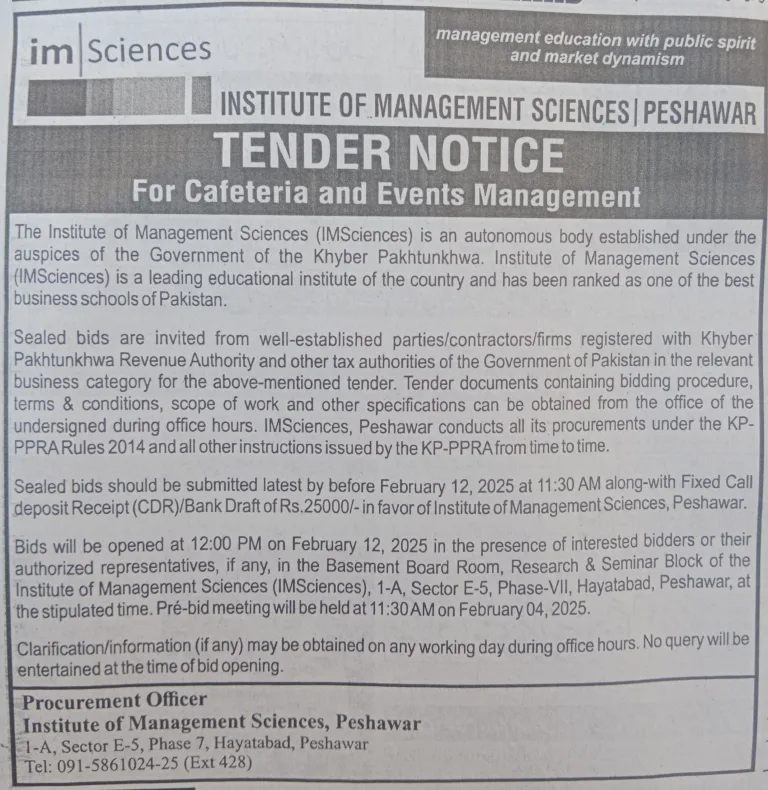 IM Sciences Tender