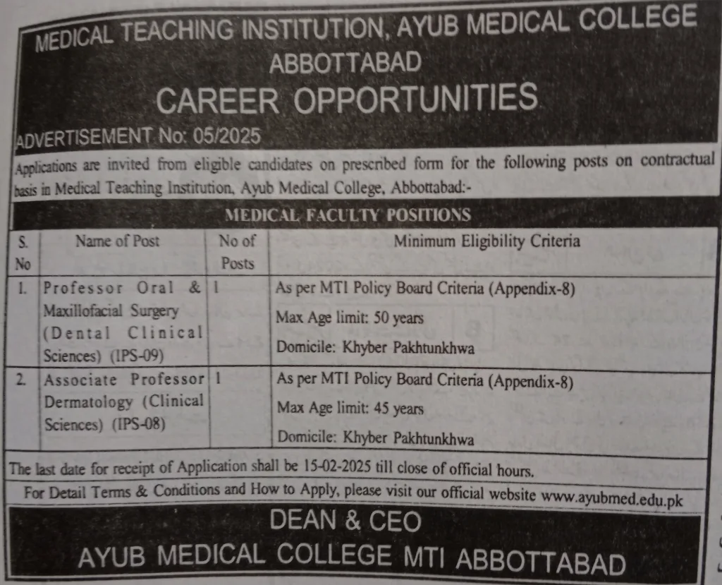 Professor at Ayub Medical Complex