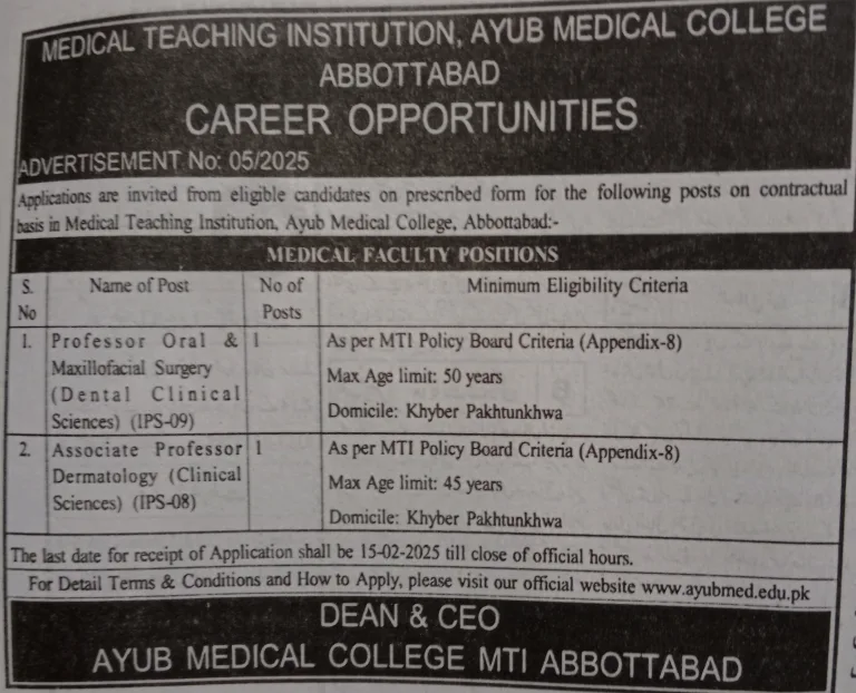 Professor at Ayub Medical Complex