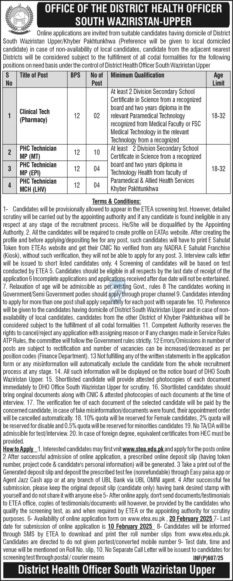 District Health Officer South Waziristan Upper