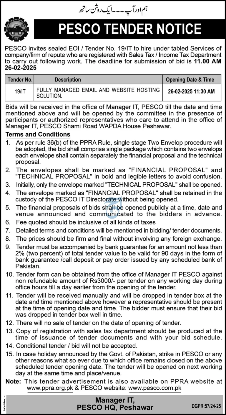 PESCO tender Feb