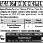 Assistant manager procurement NTS