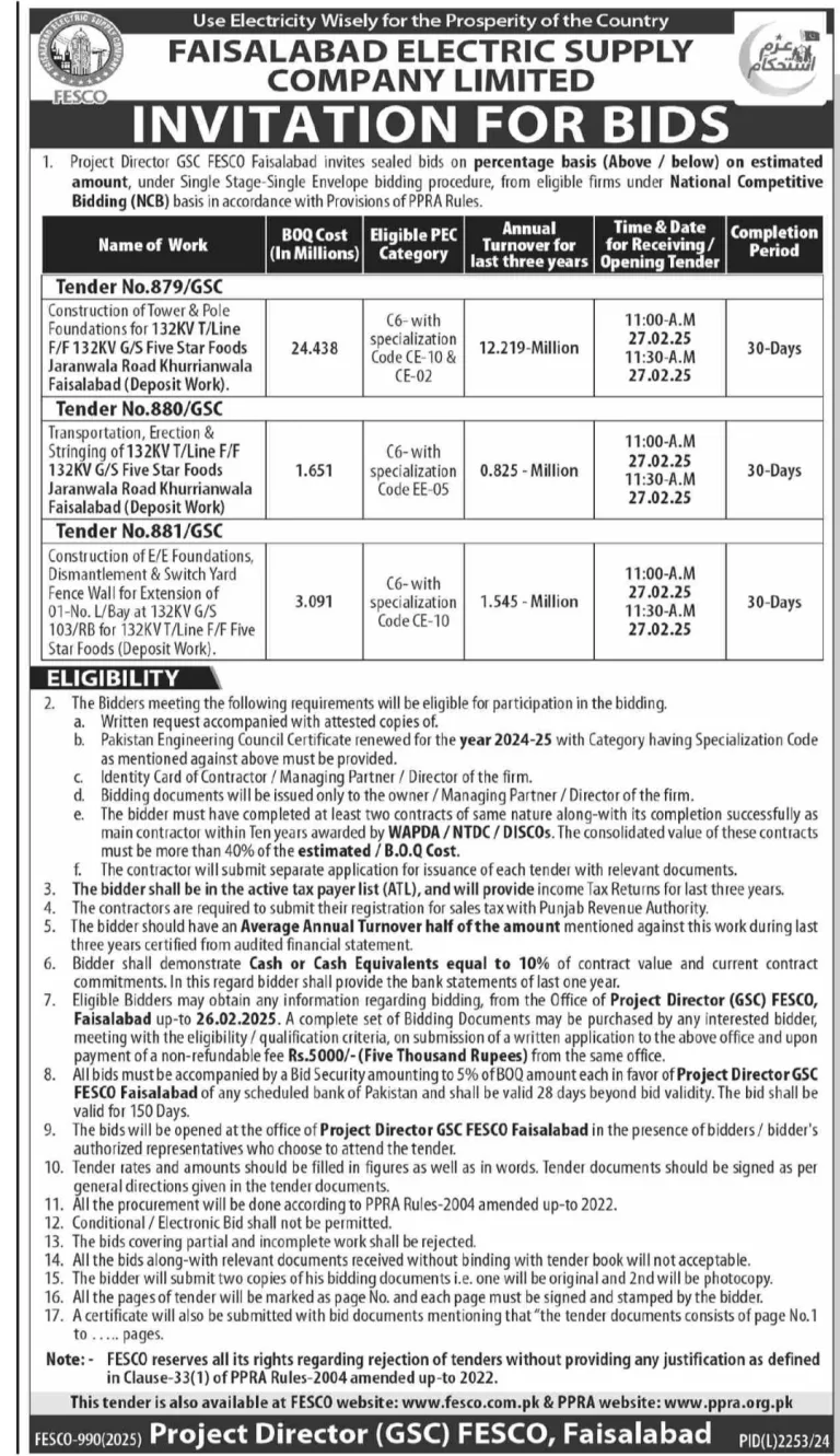 FESCO Invitation for Bids