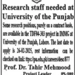 University of the Punjab as Research Staff