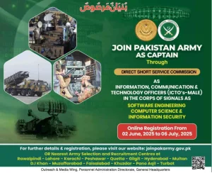 Pakistan Army as Captain (ICTO)