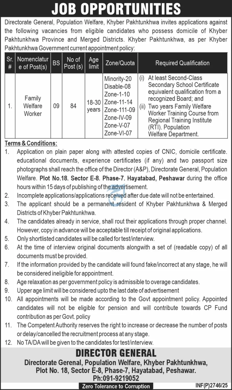 Population Welfare Department, Khyber Pakhtunkhwa
