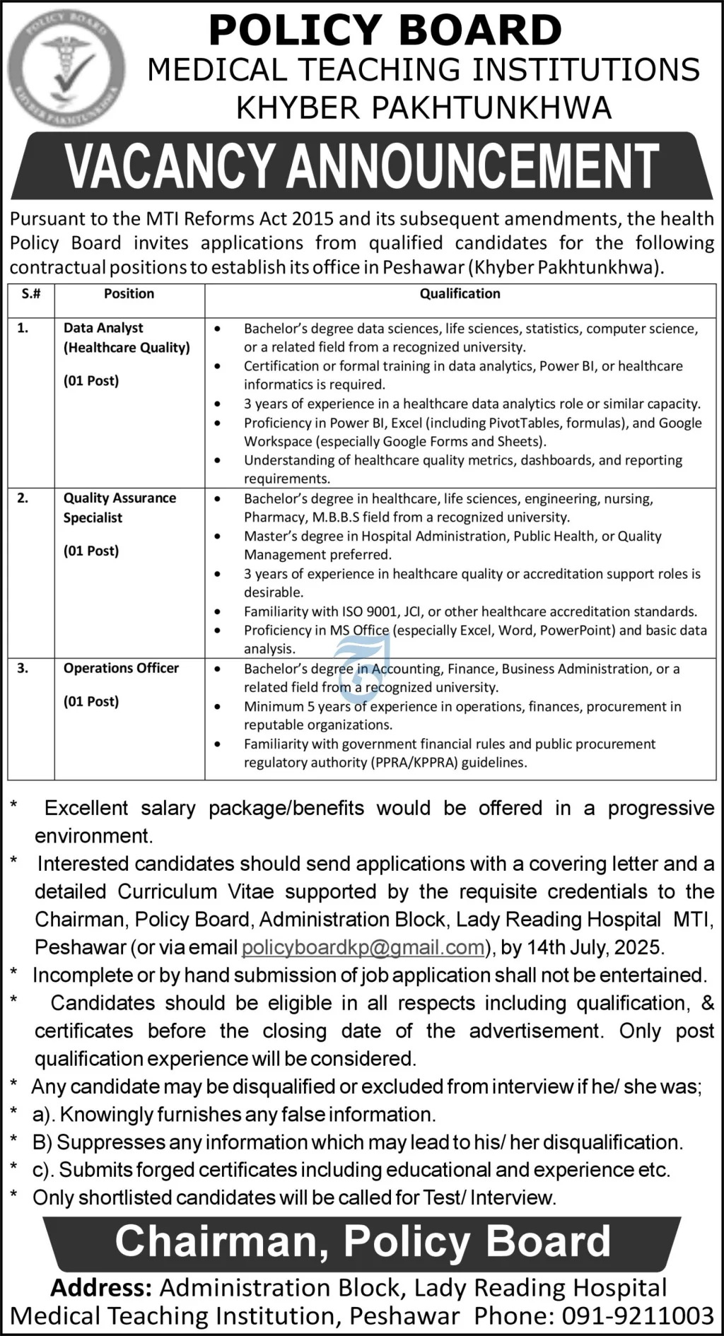 Policy Board Medical Teaching Institutions
