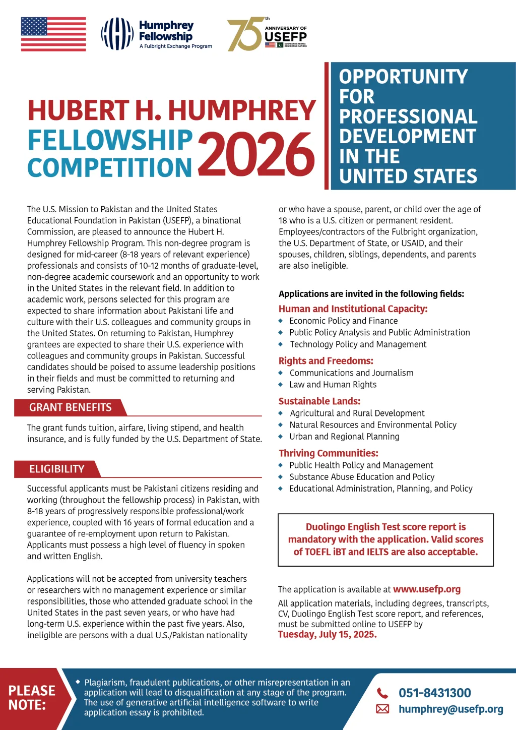 Hubert H. Humphrey Fellowship 2026
