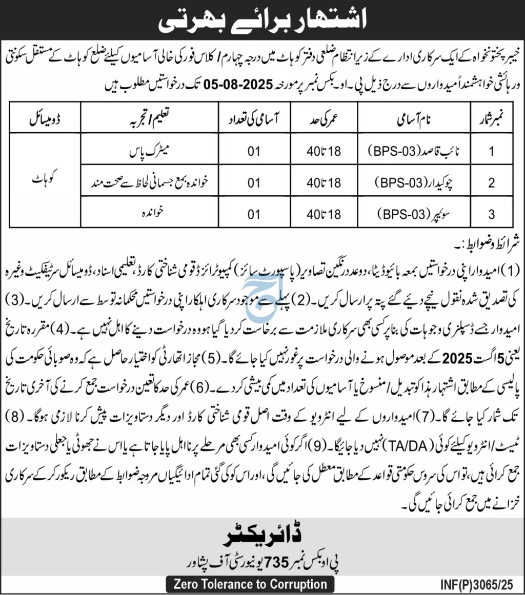 Khyber Pakhtunkhwa Government Jobs