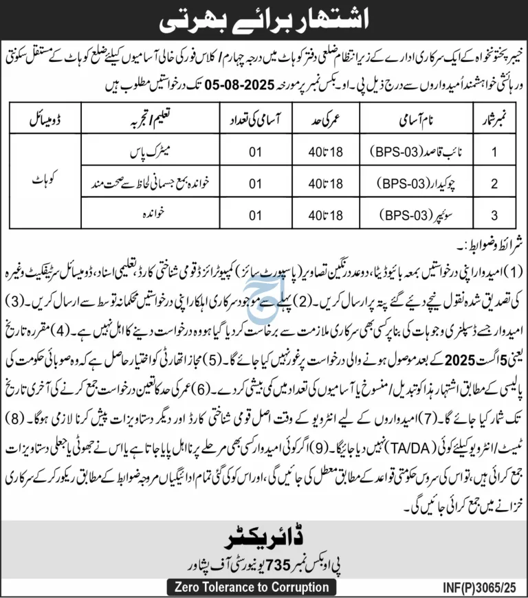Khyber Pakhtunkhwa Government Jobs