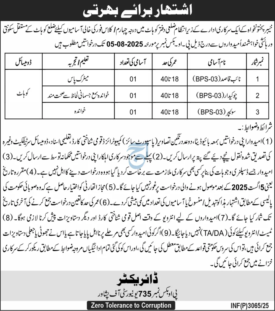 Khyber Pakhtunkhwa Government Jobs