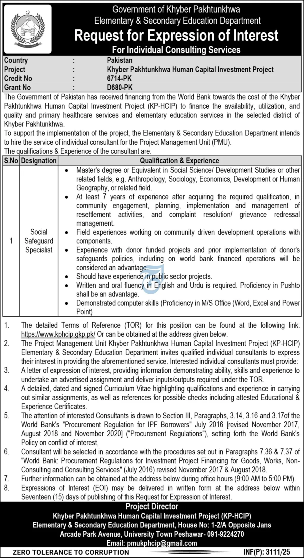 Khyber Pakhtunkhwa Human Capital Investment Project