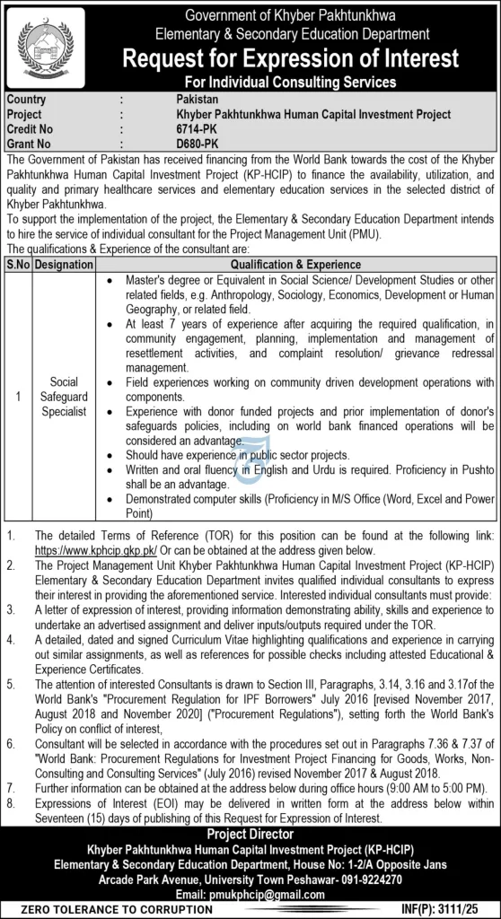 Khyber Pakhtunkhwa Human Capital Investment Project