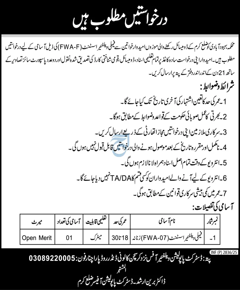 District Population Welfare, Lower Dir