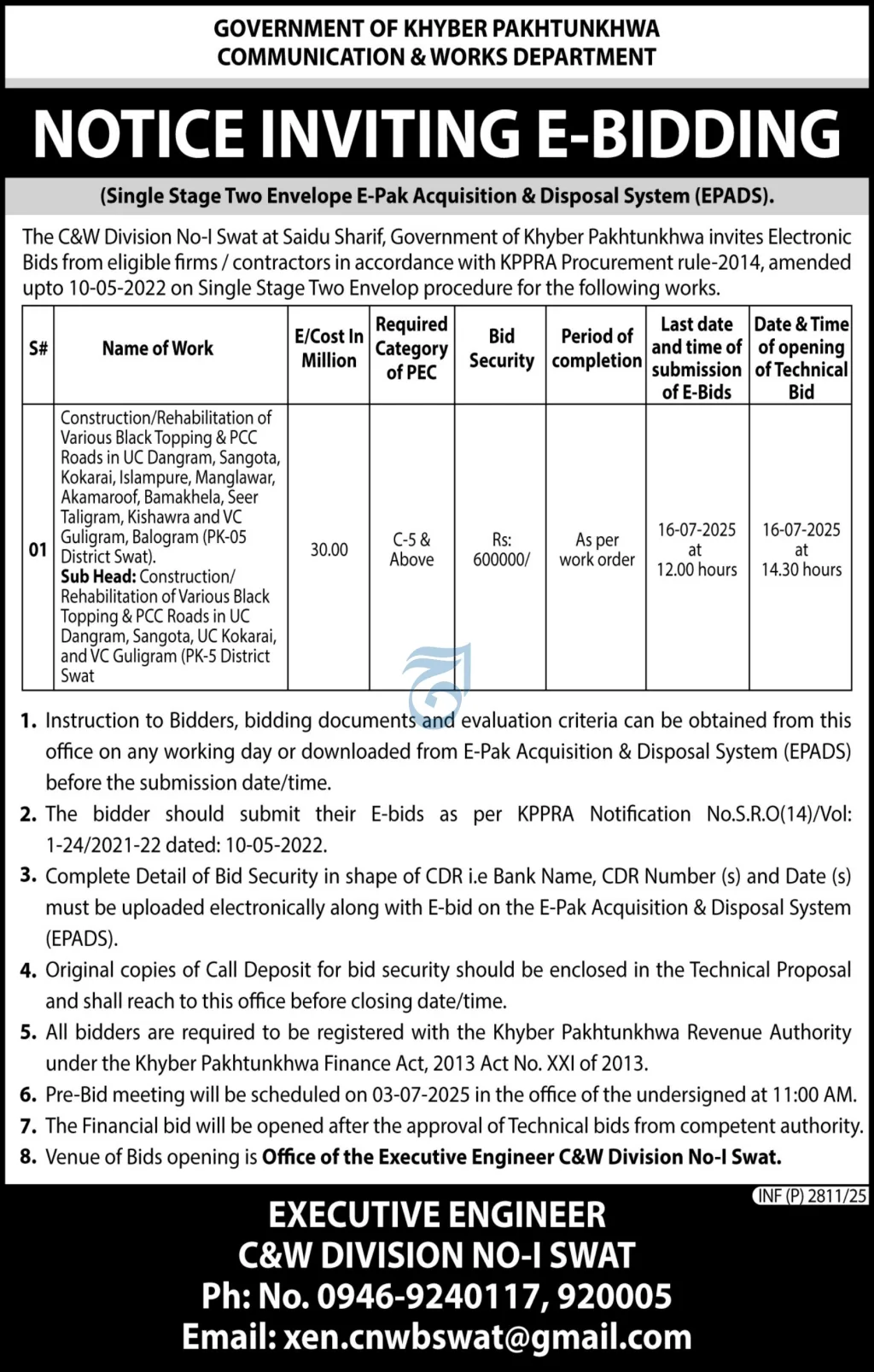 E-Bidding for Road Construction
