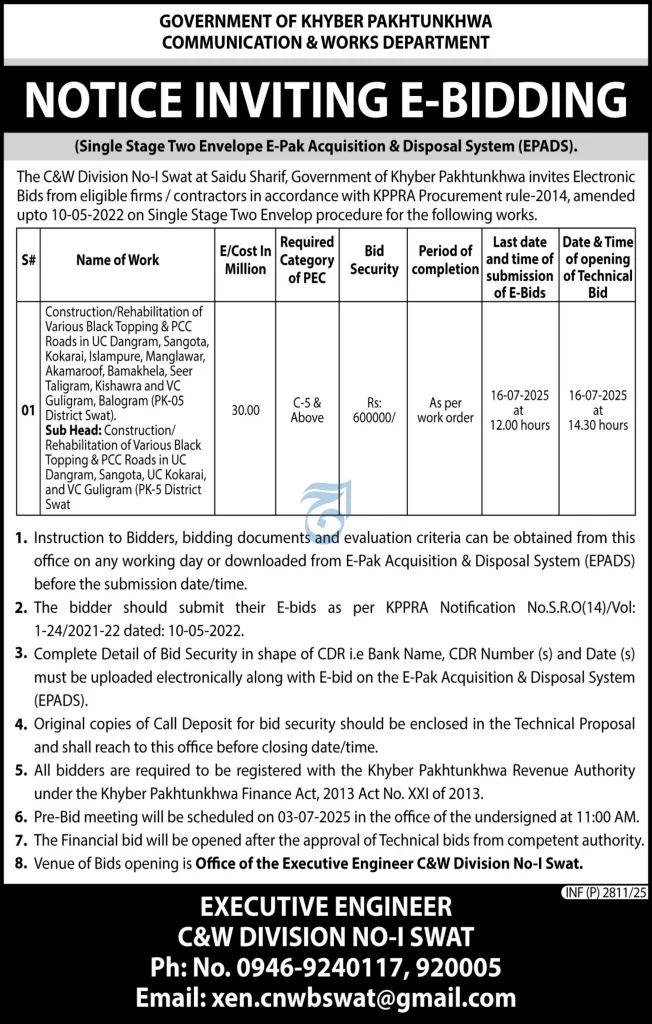 E-Bidding for Road Construction