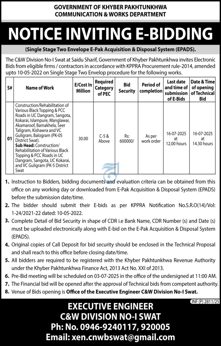 E-Bidding for Road Construction