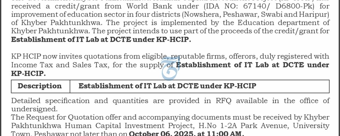 Establishment of IT Lab at DCTE