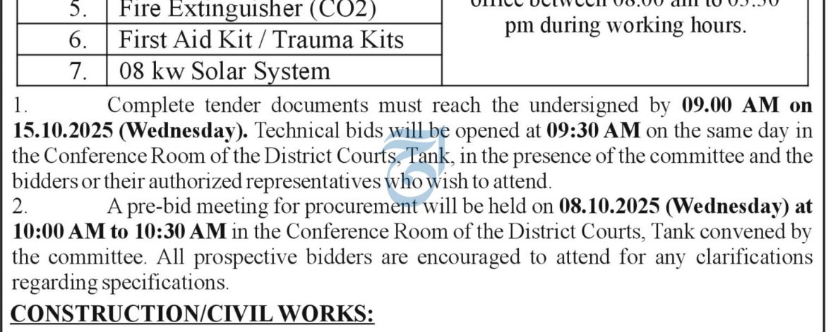 Procurement of Security Gear, Solar, & Civil Works