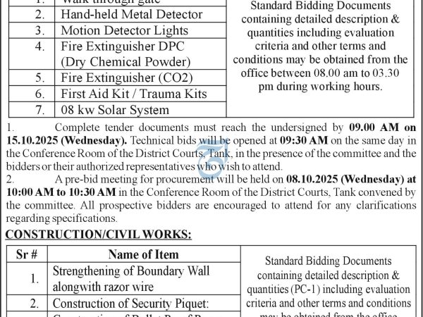 Procurement of Security Gear, Solar, & Civil Works