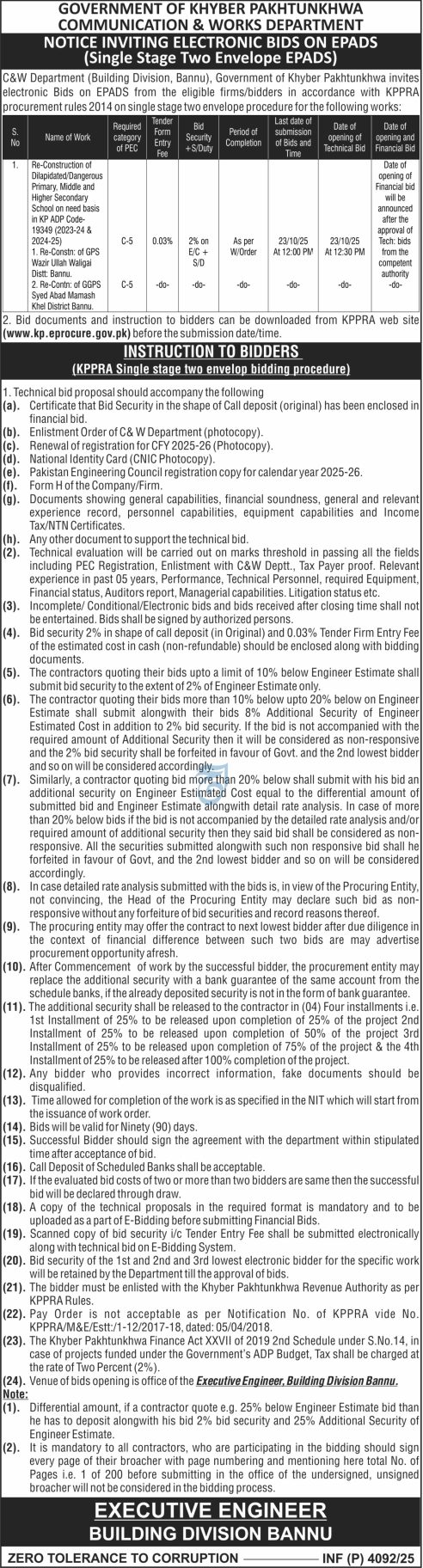 Major Construction Tender