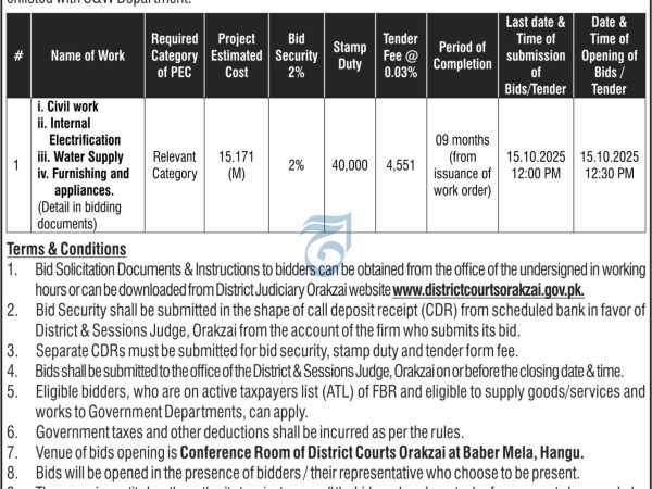 Projects at Orakzai Judiciary