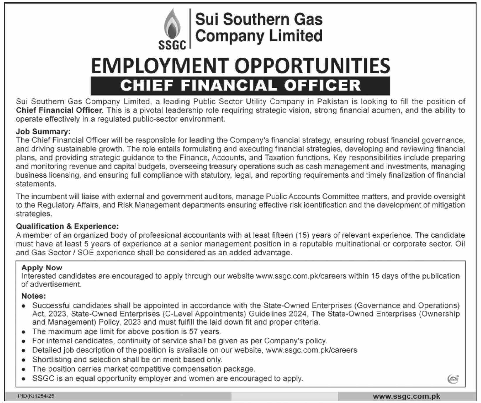Chief Financial Officer (CFO) at SSGC