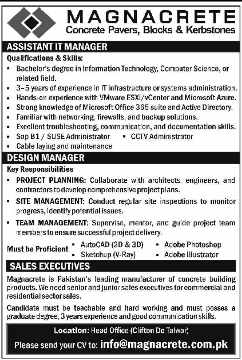 Management & IT Roles at Magnacrete Head Office
