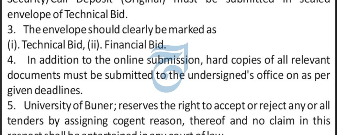 University of Buner (UoB) Procurement 2025