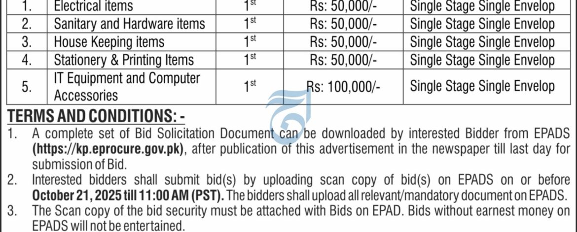 KMC Peshawar Tenders for FY 2025-26