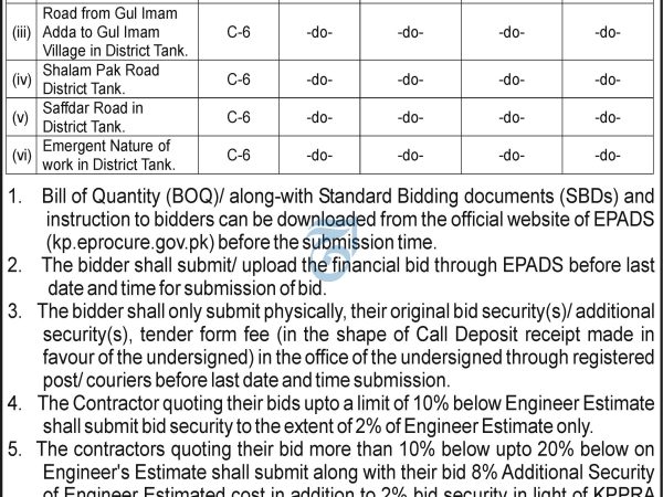 C&W Division Tank (KP) Procurement 2025-26