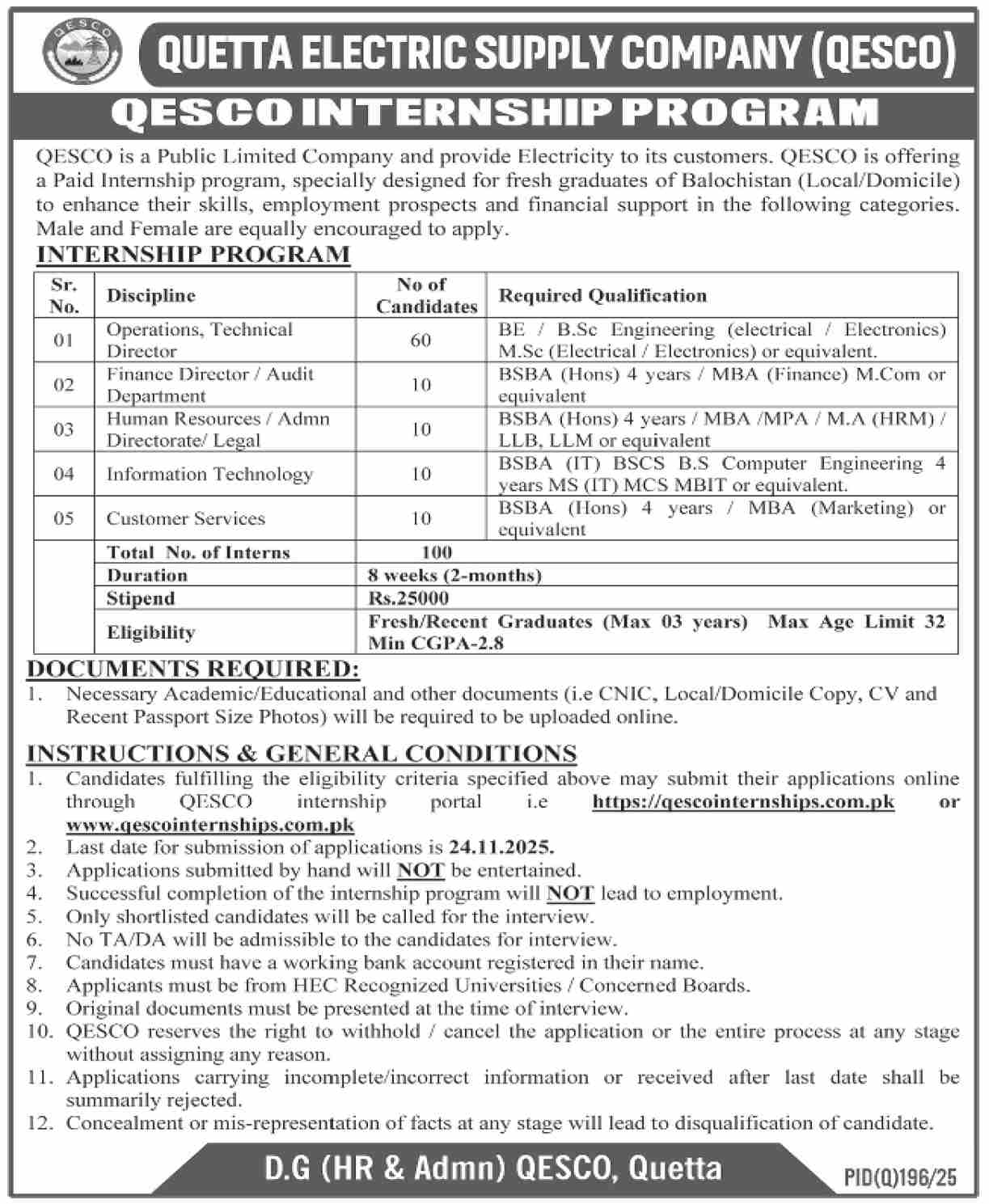 QESCO Internship Program 2025