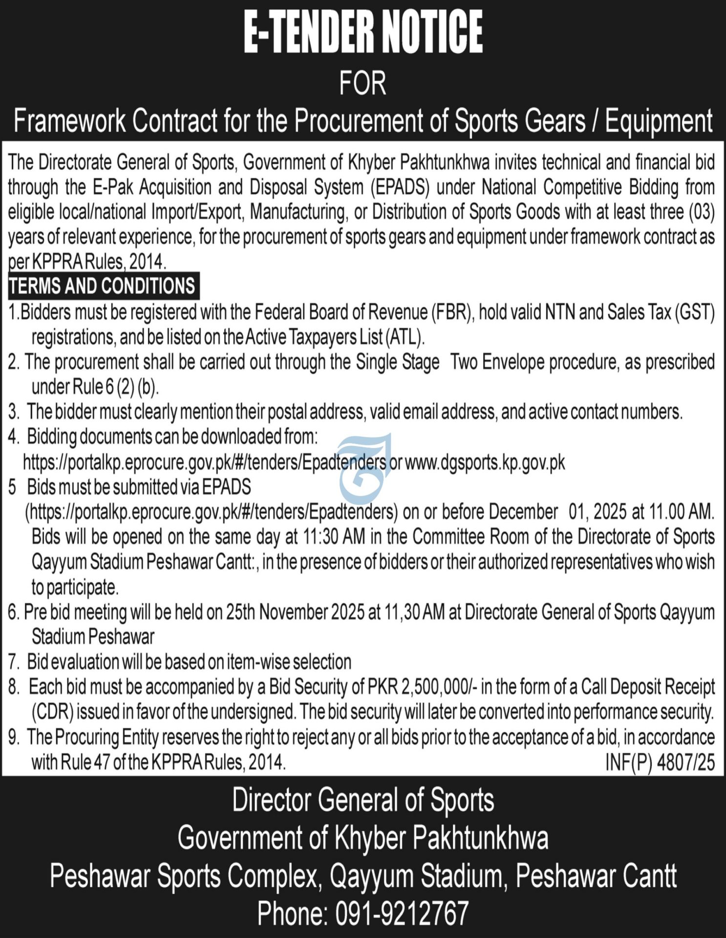 Khyber Pakhtunkhwa Sports Gear & Equipment