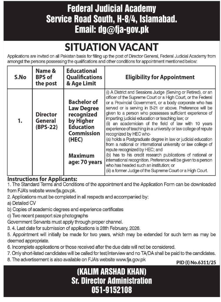 Director General, Federal Judicial Academy