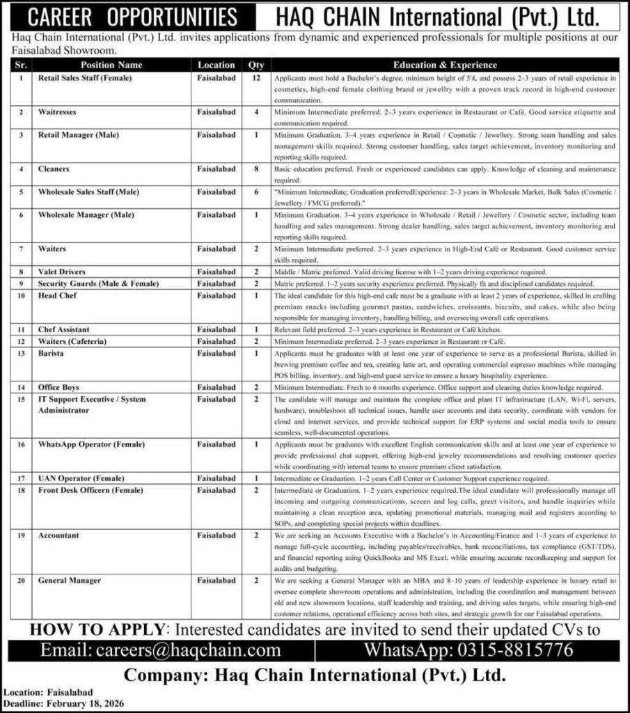 Haq Chain International Careers 2026