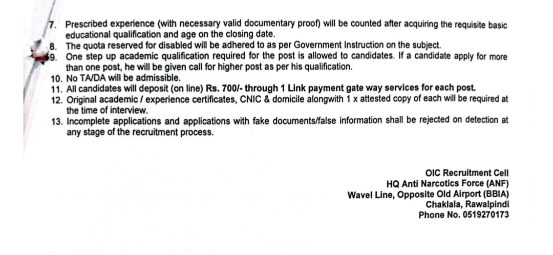 Anti Narcotics Force (ANF) Jobs 2026