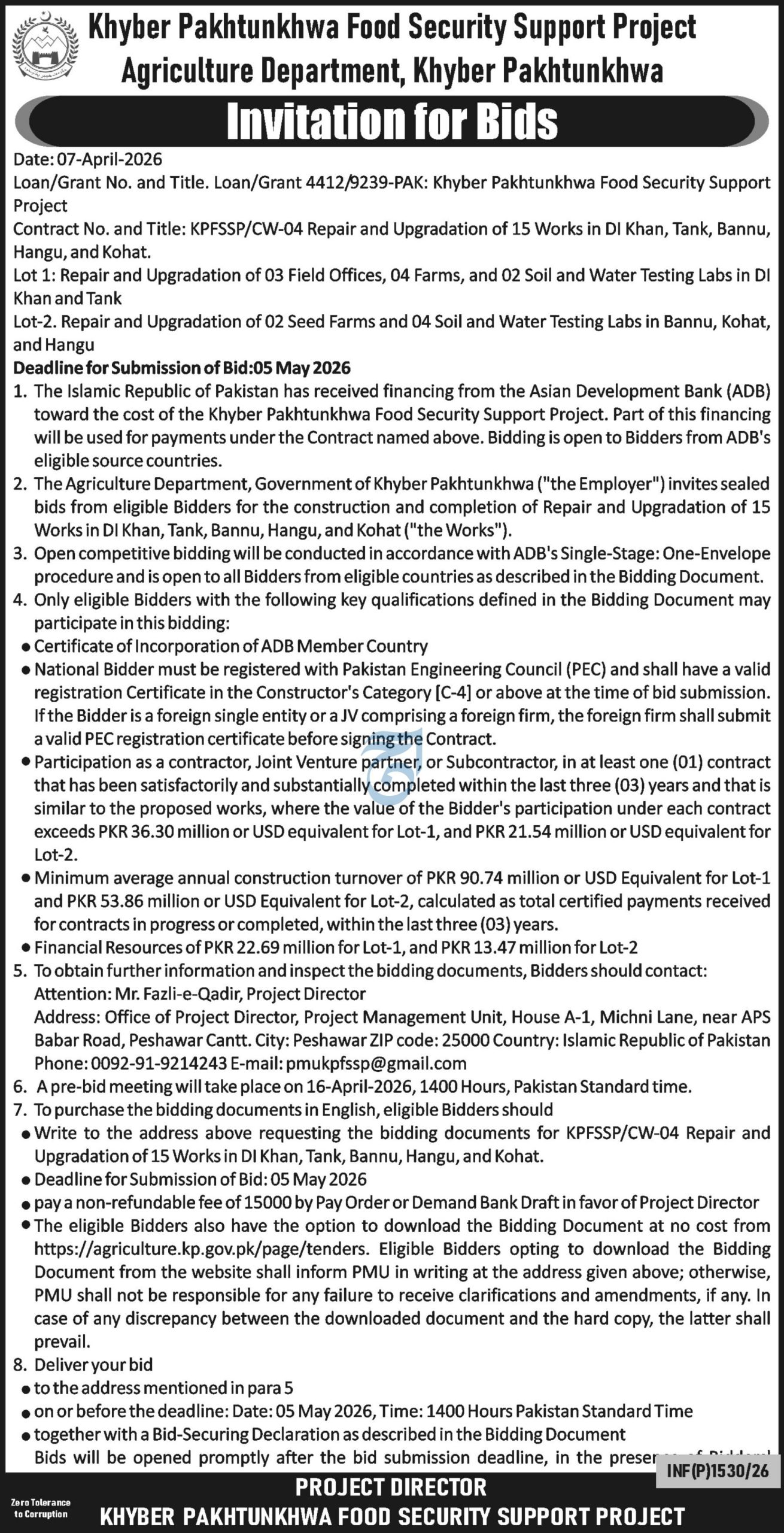 Khyber Pakhtunkhawa Food Security Support Project 