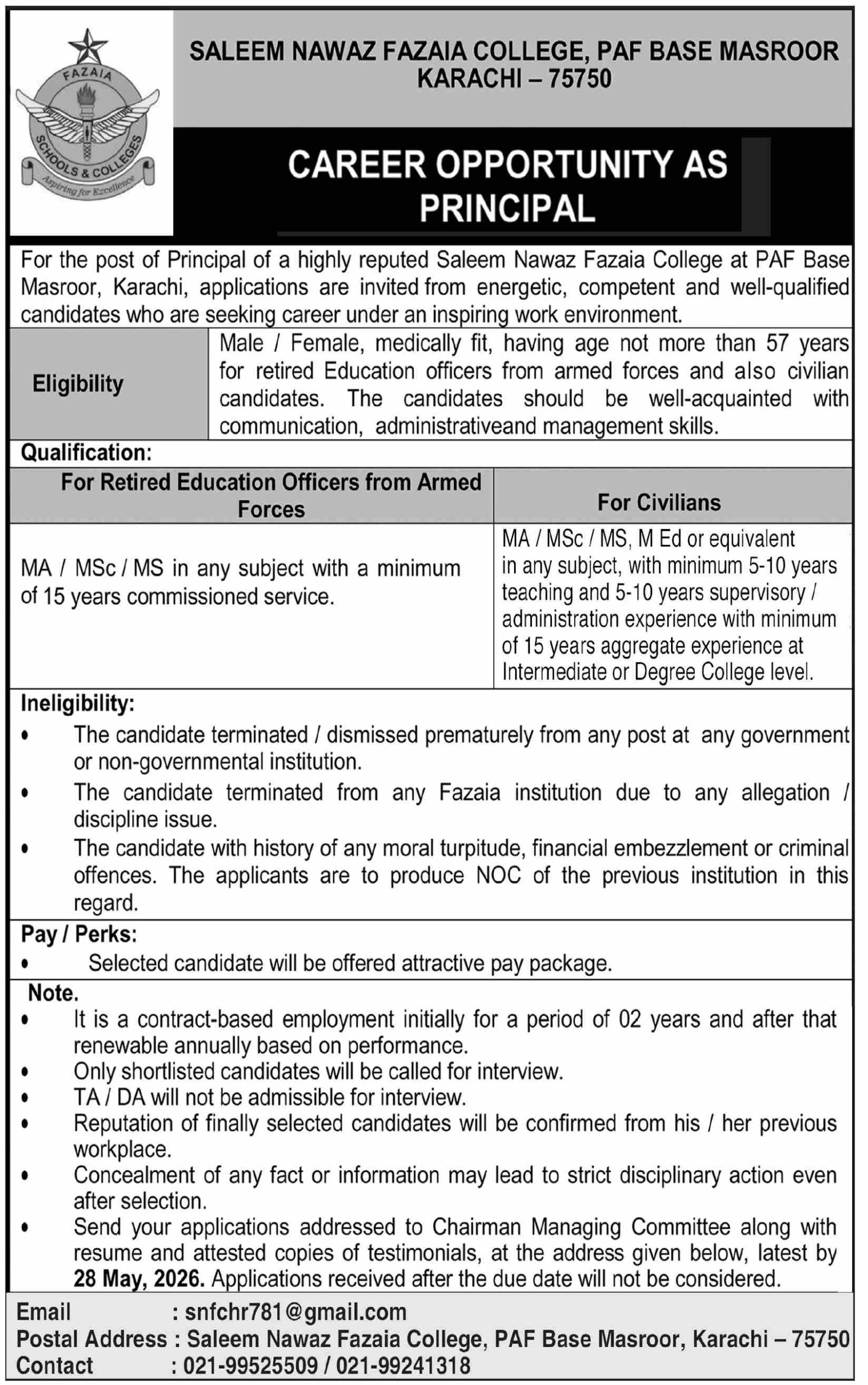 Principal at Saleem Nawaz Fazaia College