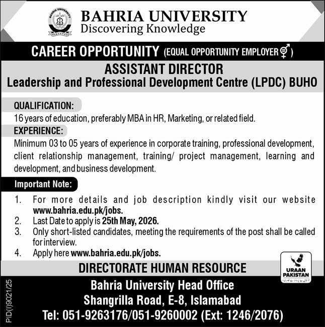 Assistant Director at Bahria University