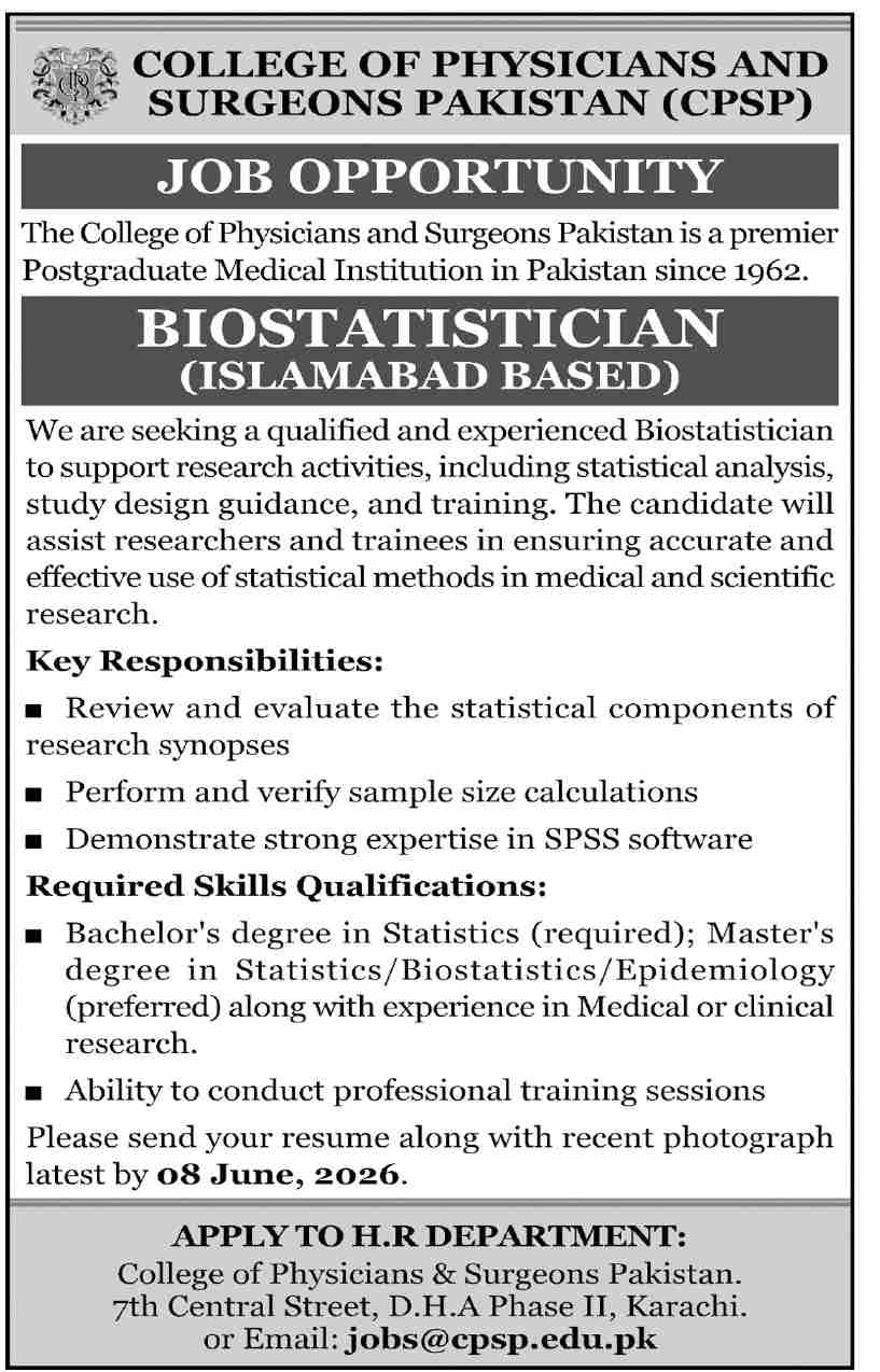 Biostatistician in Islamabad