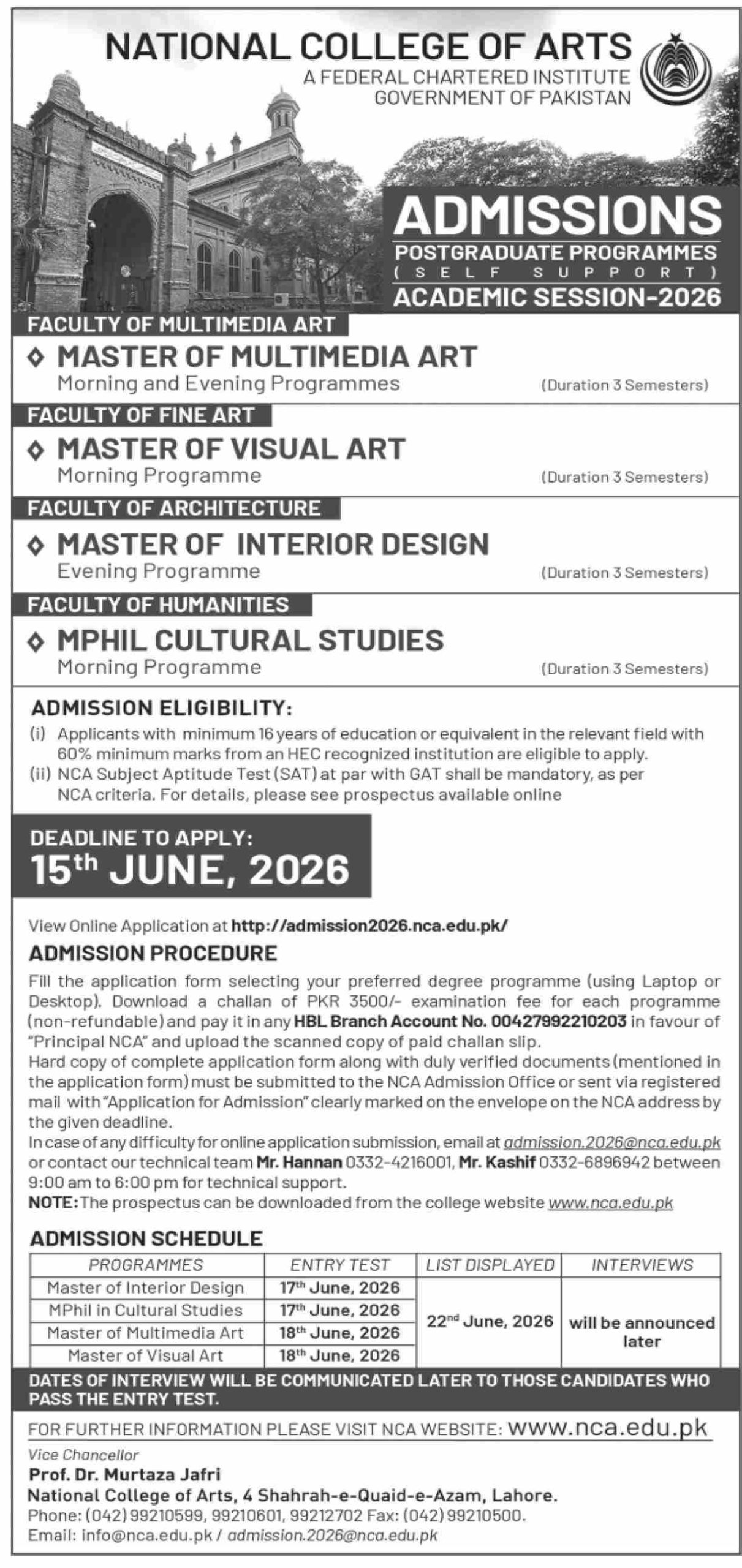 National College of Arts (NCA)