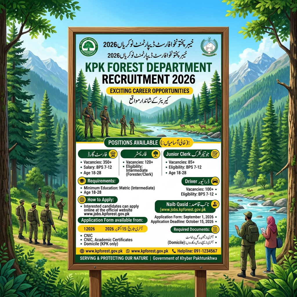 KPK Forest Department recruitment details for 2026 with job vacancies and application info