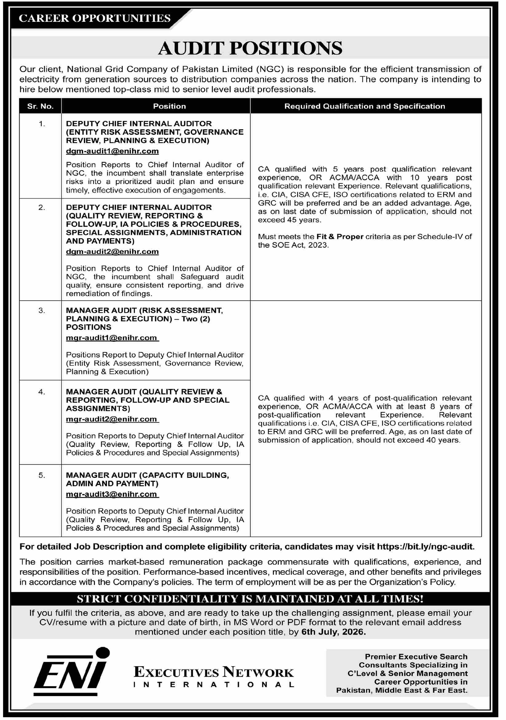 NGC Executive Audit Jobs 2026