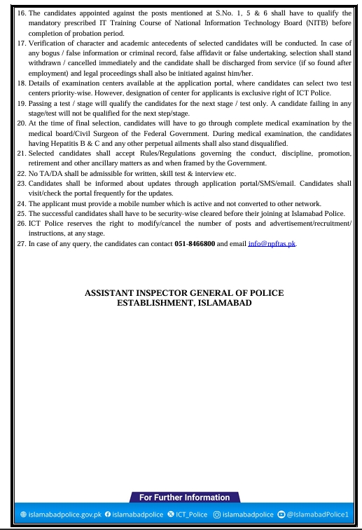 Islamabad Capital Territory Police Ministerial Staff Jobs 2026 Advertisement

ICT Police Assistant Stenotypist Data Entry Operator Vacancies

Islamabad Police LDC UDC Ministerial Clerk Recruitment

Ministry of Interior Islamabad Police Jobs Application Portal

ICT Police Online Registration Fee and Last Date Instructions