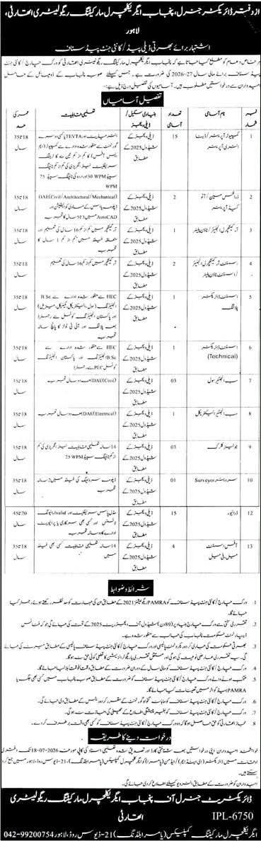 Punjab Agricultural Marketing Regulatory Authority Recruitment Lahore
