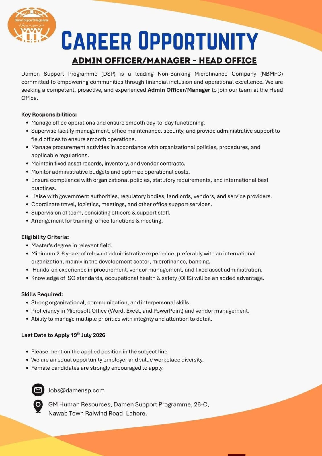 Damen Support Programme DSP Jobs 2026