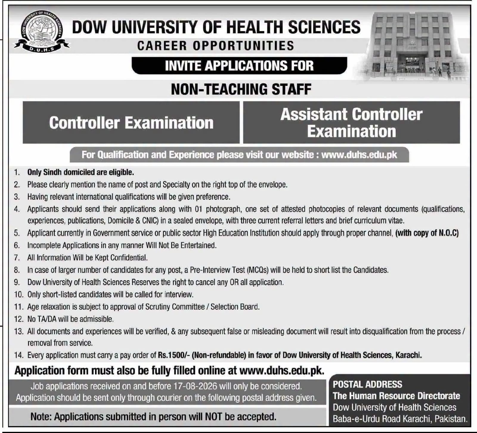 Dow University of Health Sciences DUHS 