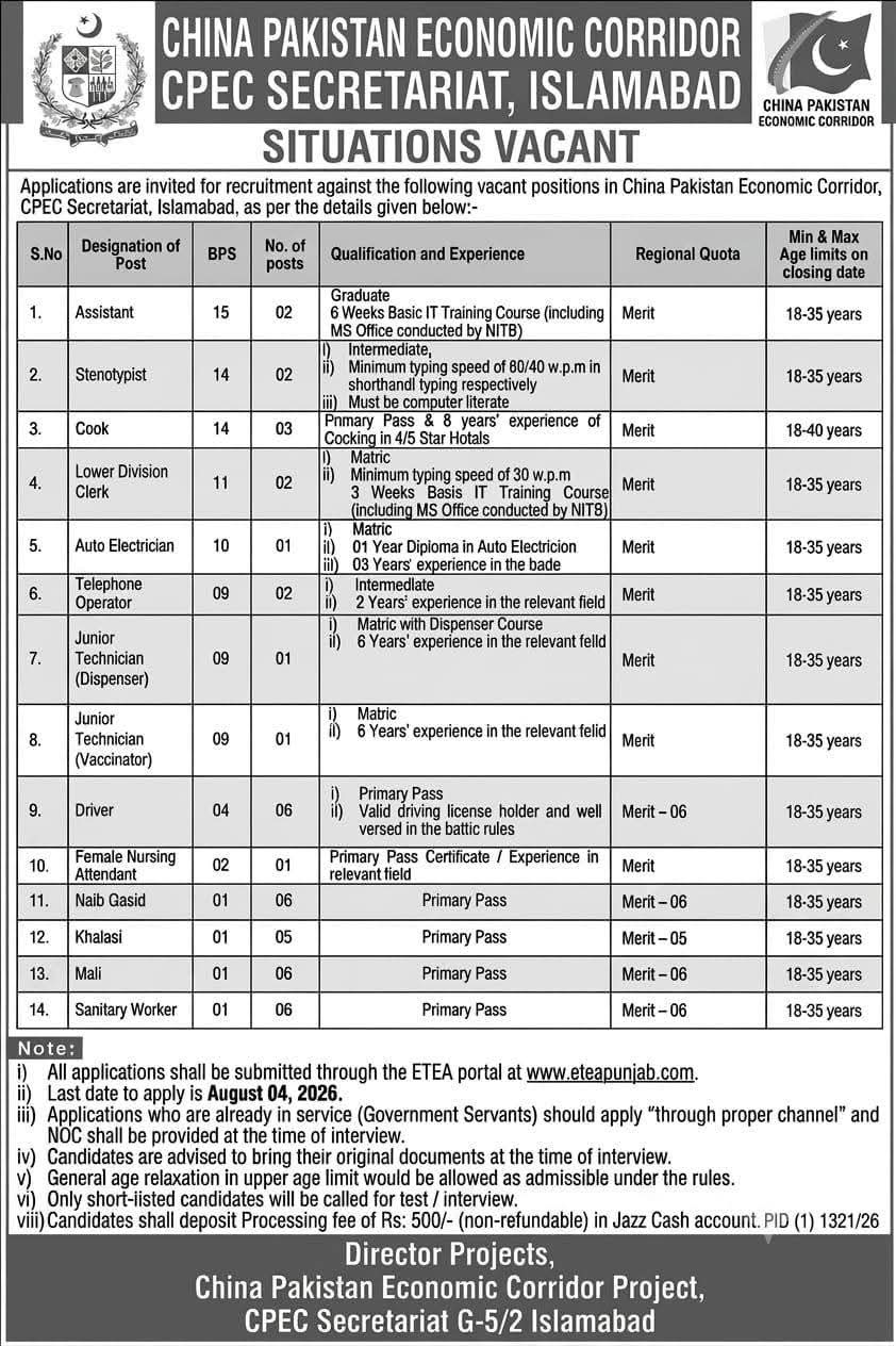 China Pakistan Economic Corridor CPEC Secretariat Islamabad