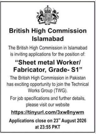 British High Commission Islamabad Jobs 2026